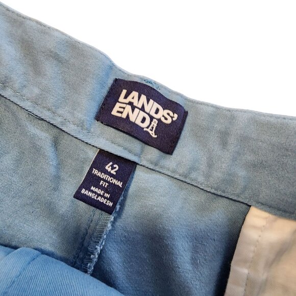 Lands End Mens Traditional Fit Light Blue Chino Shorts Size 42 - Picture 3 of 3